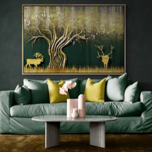 Bright living room with sofa and coffee table