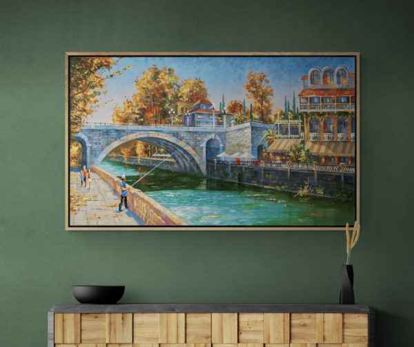 Plant In Black Vase Sitting On Modern Cabinet 1 Scaled