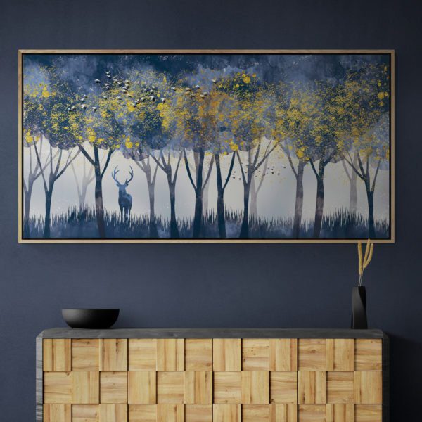 Tableaux Nature 1 Plant In Black Vase Sitting On Modern Cabinet