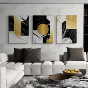 Tableau De Triptyque De Modernité Dorée
