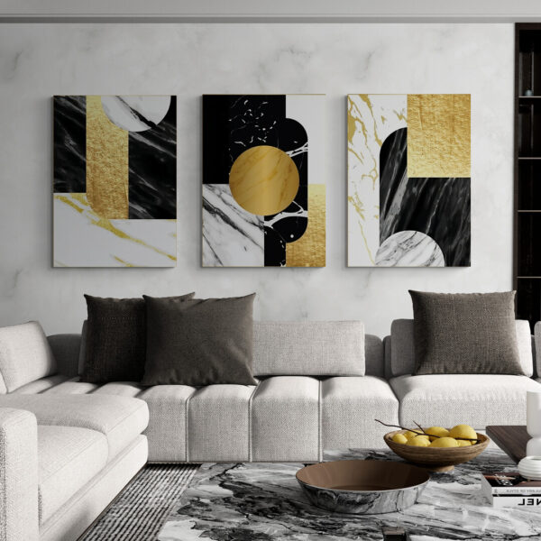 Tableau De Triptyque De Modernité Dorée 1 Tableau De Triptyque De Modernité Dorée