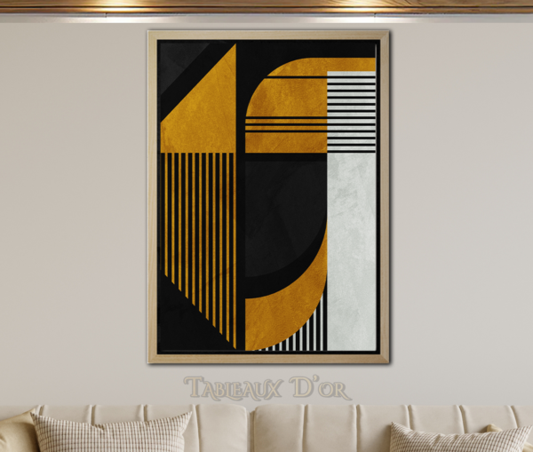 Tableau De Art Abstrait En Noir Et Or